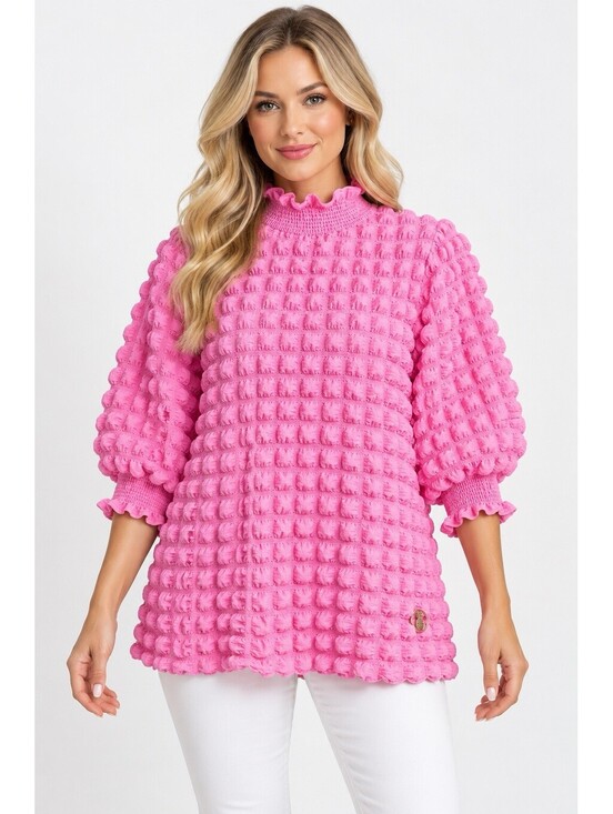 Simply Southern Tops - NWT Simply Southern Medium Hot Pink Textured Smocked Ruffle Tunic Top